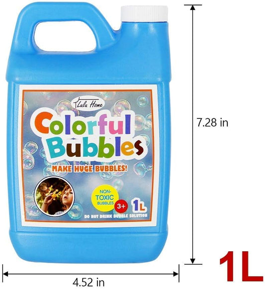 Lulu Home 33.8 OZ/1 L Concentrated Bubble Solution, Refill for Bubble Machines, Giant Wands, and Blowers - Up to 2.5 Gallons for Kids' Birthday Parties