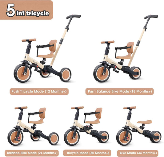 newyoo TR007 5-in-1 Tricycle for Toddlers 1-3, Toddler Bike, Birthday Gift