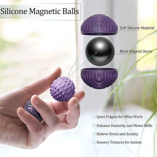 luckdoor Silicone Magnetic Balls Fidget Toys for Adults & Teens,4PCS Stress Relief Sensory Toys for Autism ADHD Anxiety,Fun Textures Gadgets,Office Desk Toy,Stocking Stuffer for Men Women Teen Gift