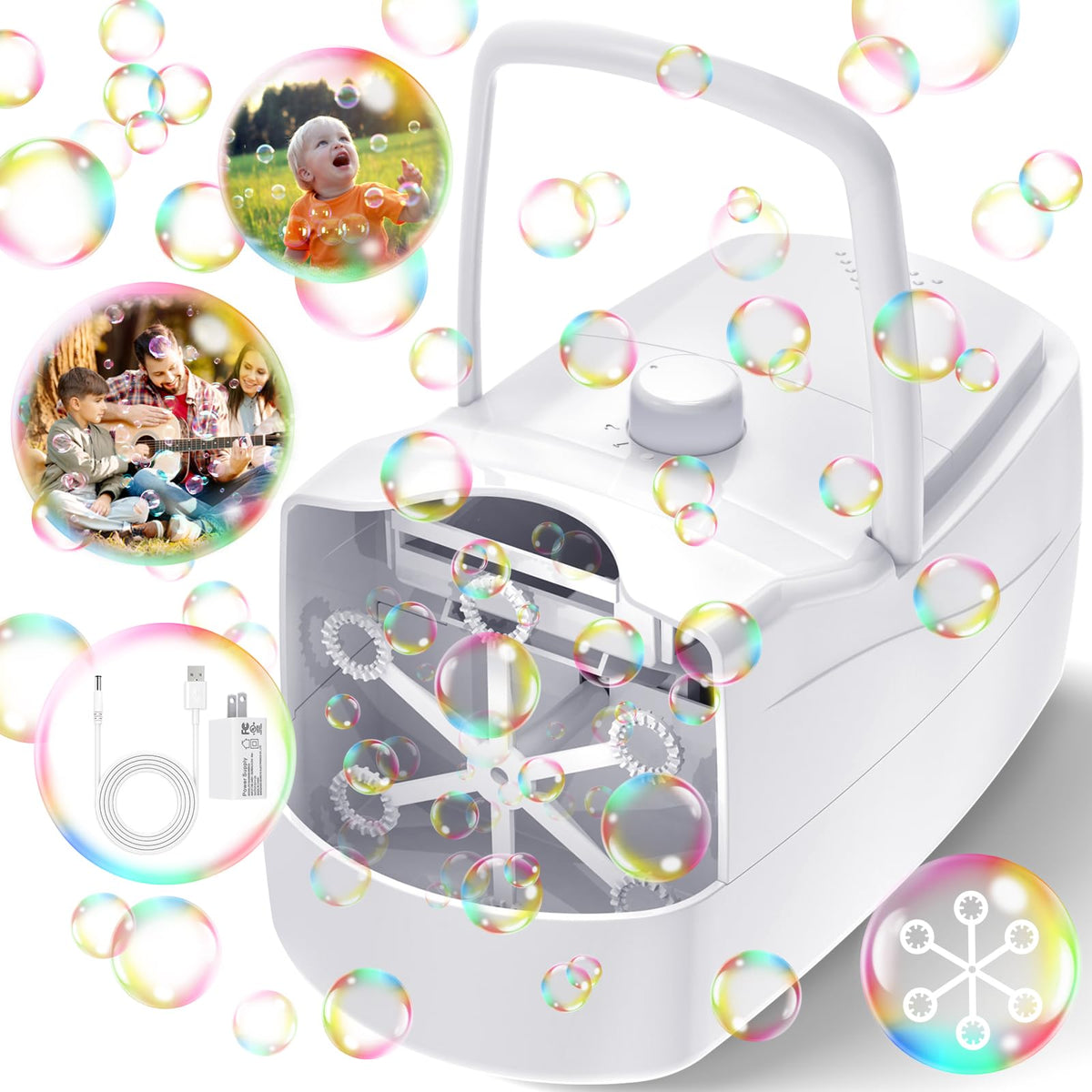 Bubble Machine, Automatic Bubble Blower Maker for Kids or Parties (Black)
