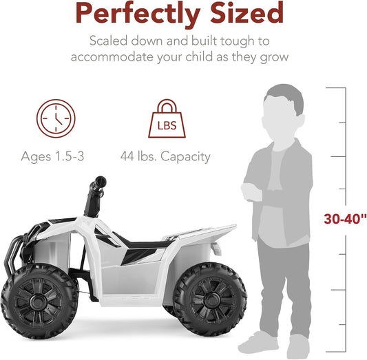 Best Choice Products 6V Kids Ride On Toy, 4-Wheeler Quad ATV Play Car w/ 1.8MPH Max Speed, Treaded Tires, Rubber Handles, Push-Button Accelerator - White