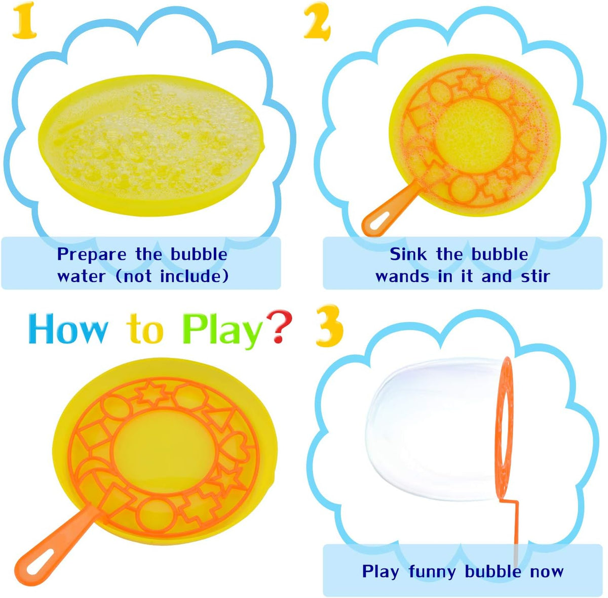 B bangcool Bubble Wands Set - Big Bubbles Wand Funny Bubbles Maker with Tray, Nice for Outdoor Playtime & Birthday Party & Games, Suitable for All Age People