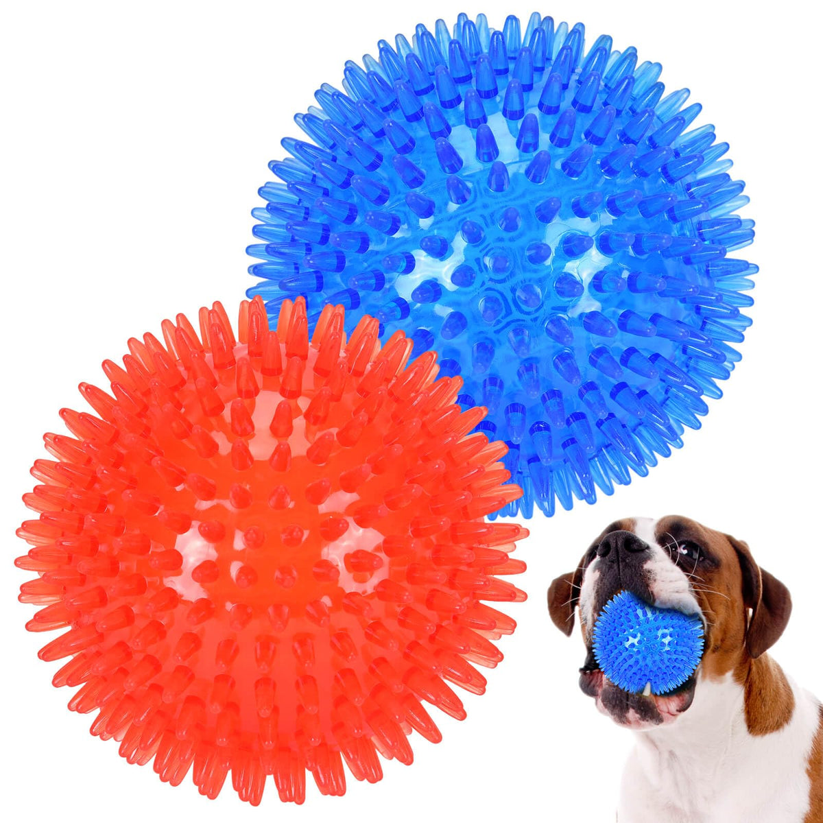petizer 3 Pack 2.5” Squeaky Dog Toy Balls, Floating Pool Balls, Spiky Dog Balls Water Toys, Durable Interactive Fetch Toys for Puppy, Dog Chew Toys for Teething (2.5", Small Dog)