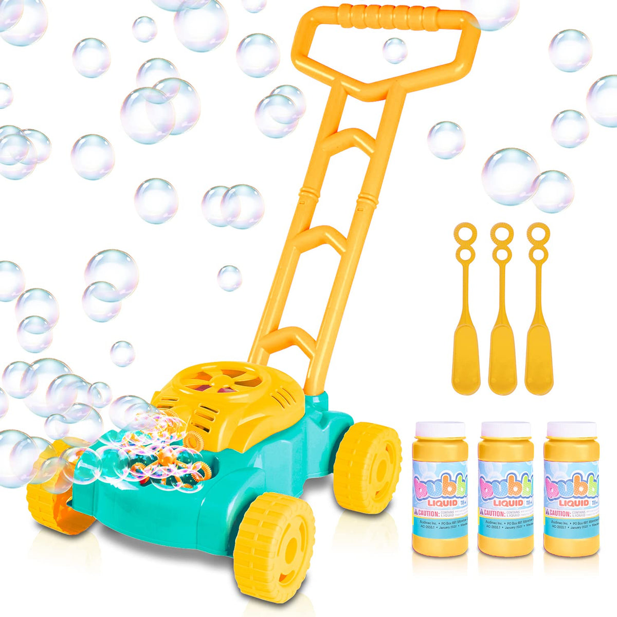 ArtCreativity Bubble Lawn Mower for Toddlers 1-3, Kids Bubble Machine for 1 Year Old Boy Gifts, Bubbles Blowing Push Toys for Kids, Summer Outdoor Gardening Toys for Birthday Gifts Boys & Girls