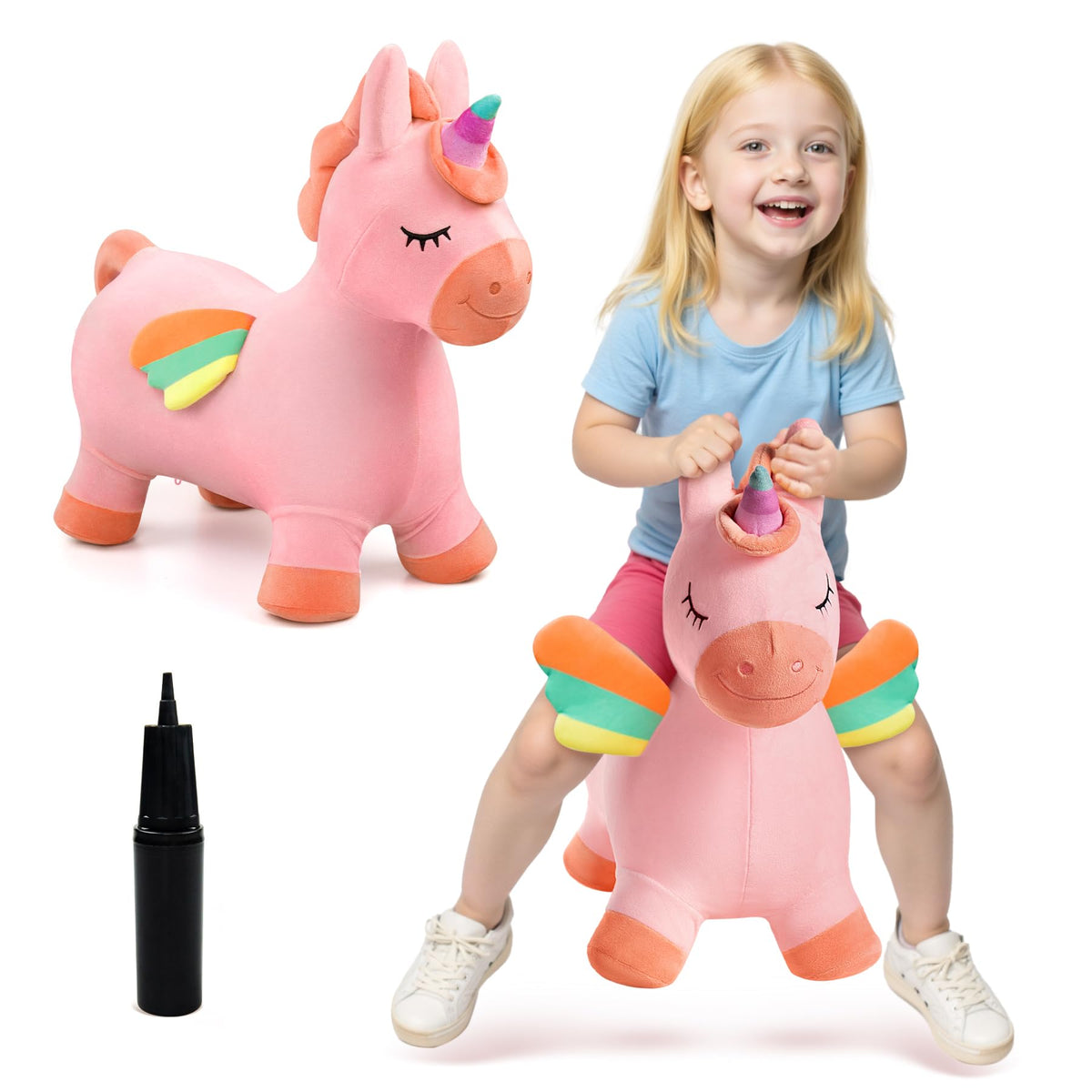 EVERICH TOY Dinosaur Bouncy Animal Hopper, Ride-on Toys for Kids 18M+