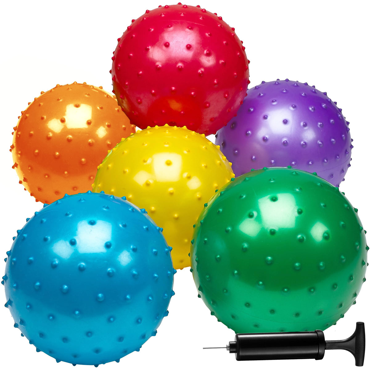 Bedwina 7-Inch Knobby Sensory Balls, Spiky Massage Stress Balls