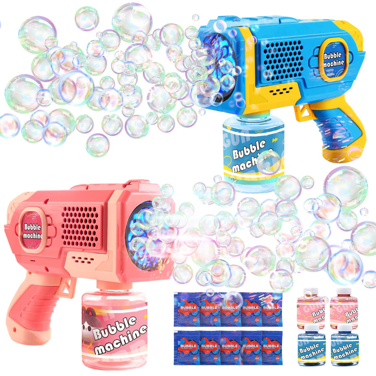 EagleStone 2 PCS Bubble Guns for Toddlers 2 Bubble Solution, 20 Concentrate