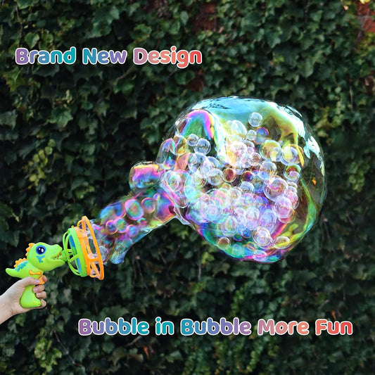 IFLOVE Dinosaur Bubble Gun for Kids 3-8, Bubble Machine Blower Toy (Green)