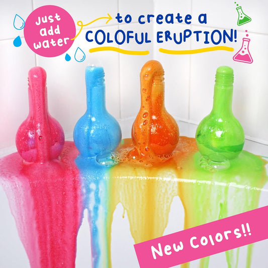 Mr. Bubble Kids Original Bath Bomb Potions - Colorful Fizzy Fun - Cool Foam and Bubble Science Beaker Bath Toys (Pack of 4)