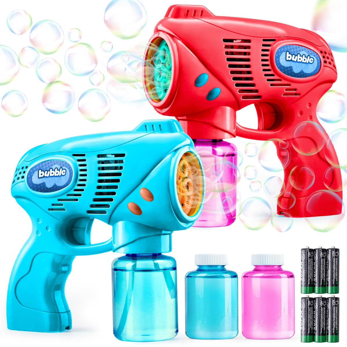 JOYIN 2 Kids Bubble Gun with 2 Bottles Refill Solution, Bubble Machine Gun for Toddlers Kids 4-8, Party Favors, Summer Toy, Outdoors, Easter, Birthday Gift