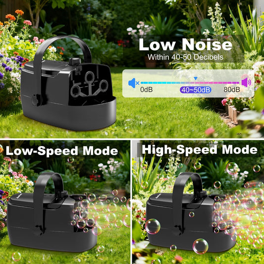 Zerhunt Durable Bubble Machine for Party: 3 Power Modes for Non-Stop Fun - 18000+ Bubbles Per Minute High Output 30 Mins Bubbles per Refill - Kids Safe Auto-Stop for Outdoor Backyard Birthday