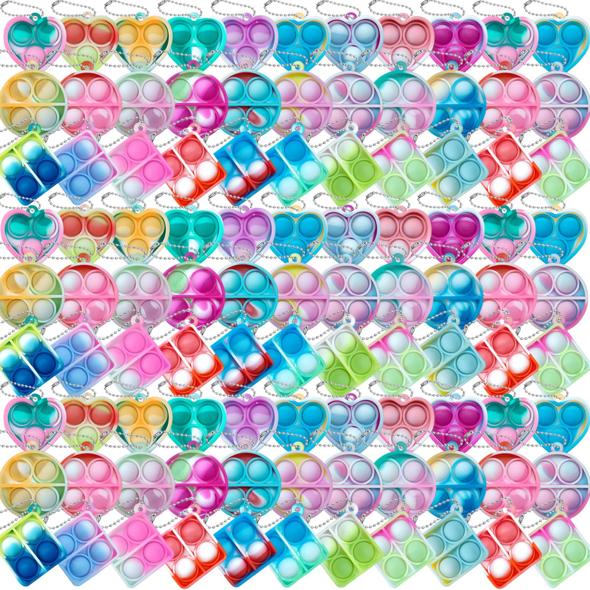 ONKULL Pop Fidget Keychain 30 Pack ,Mini Fidget Toys Bulk ,Sensory Toys for Kids ,Party Favors for Kids 4-8,8-12 Year ,Back to School Gifts for Classroom ,Halloween Birthday Goodie Bags Stuffers