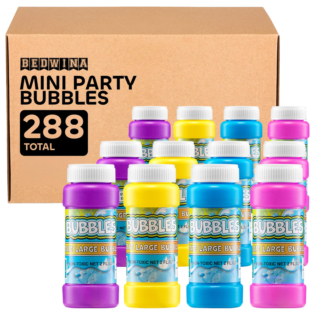 Party Bubble Bottles (24-Pack) Bubble Wands for Kids & Birthday Favors