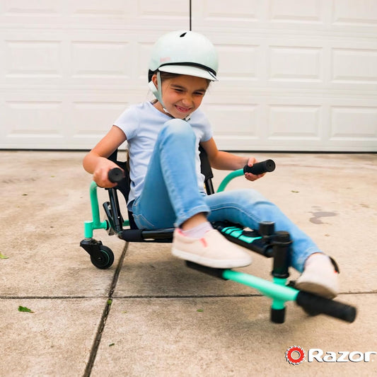 Crazy Cart Shuffle Go Kart | Manual Drift Cart (Black/Teal)