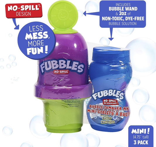 Little Kids Fubbles No-Spill Mini Bubble Tumbler (3 Pack), Multi (99630)
