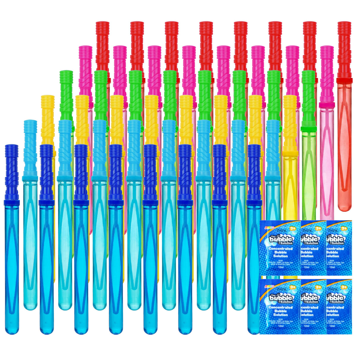 JOYIN 14.6’’ Big Bubble Wands for Kids, 6 PCS Bubble Wand with Refill Solution for Summer Toy Party Favor, Outdoors Toy Activity, Easter Basket Stuffers, Birthday Gift