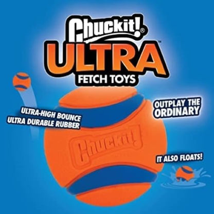 Chuckit! Ultra Ball Dog Toy with Cleaning Bucket, Medium 2.5-in, 8-Pack