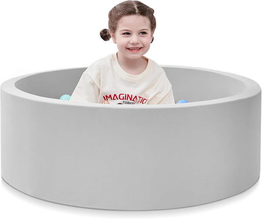 SHJADE Foam Ball Pit, 35.4"x 11.8" Ball Pits for Toddlers-Grey