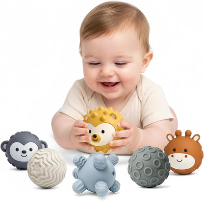 Baby Textured Multi Sensory Toys Massage Ball Gift Set BPA Free for Toddlers 1-3 Soft Balls Montessori Infant Baby Toys 6 to 12 Months 6 Pack