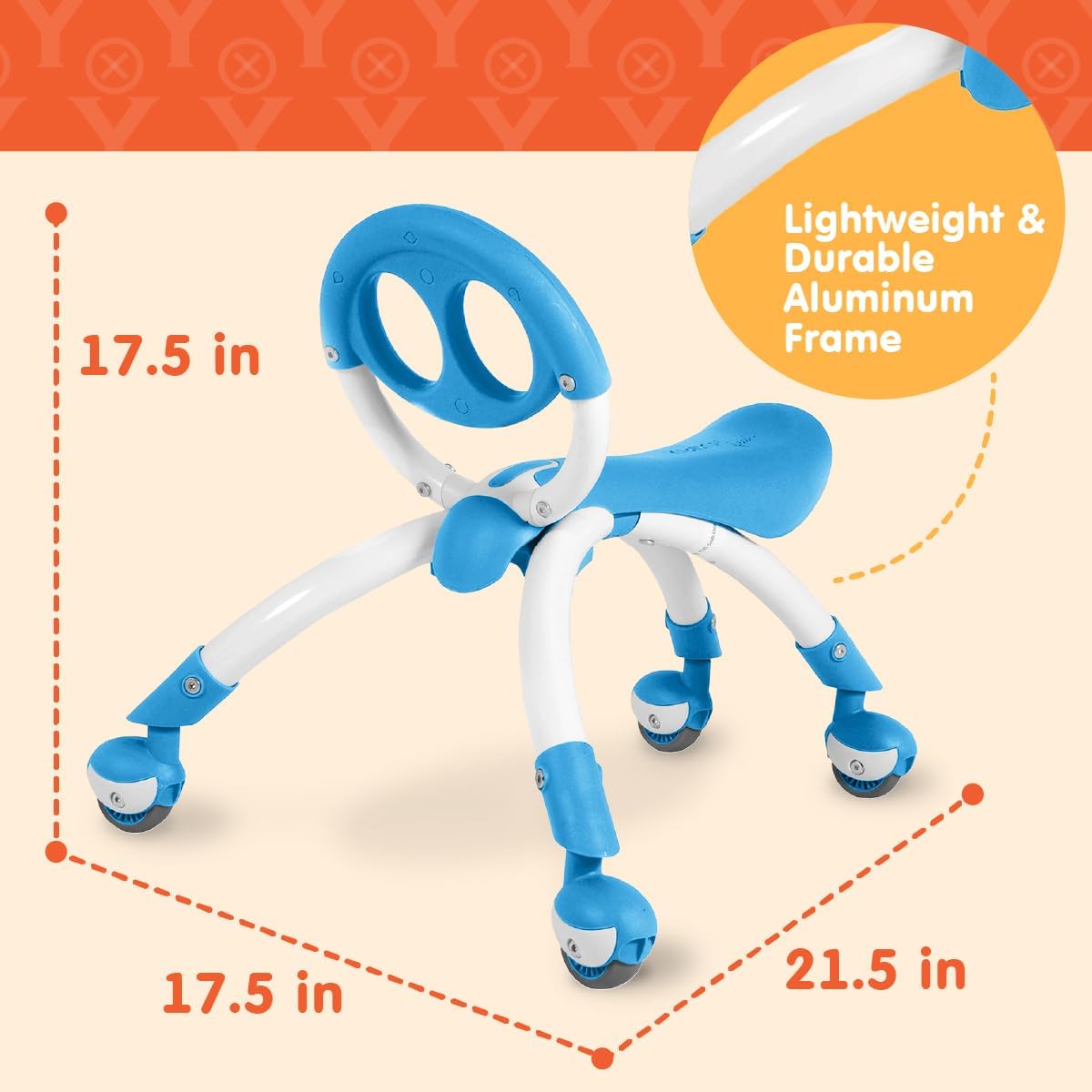 YBIKE Pewi Walking Ride On Toy - from Baby Walker to Toddler Ride On for Ages 9 Months to 3 Years Old, YPIW3, Blue