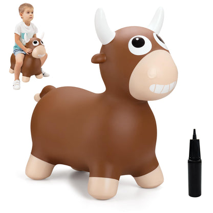 ZOOJOY Bouncy Animals Hopper,Inflatable Horse Jumping Animals for Toddlers, Indoor Outdoor Ride On Horse Hopping Toys for Girls/Boys 2 3 4 5 6 Years Old, Great Gift W/P (Grey)