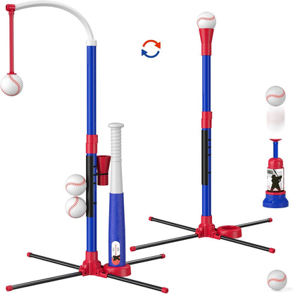 HYES 3-in-1 Baseball Set for Kids with Auto Pitching Machine