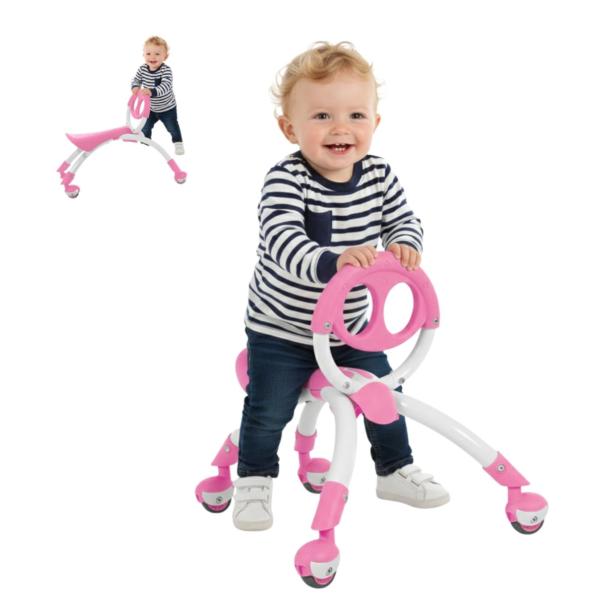 YBIKE Pewi Walking Ride On Toy - from Baby Walker to Toddler Ride On for Ages 9 Months to 3 Years Old, YPIW3, Blue