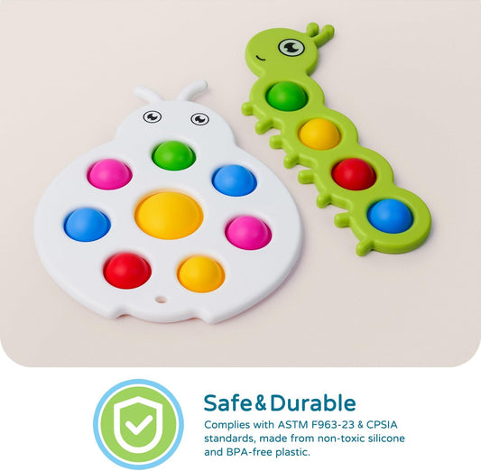 LiKee Fidget Popper Baby Toy, Montessori Sensory Travel Toys for 10M+