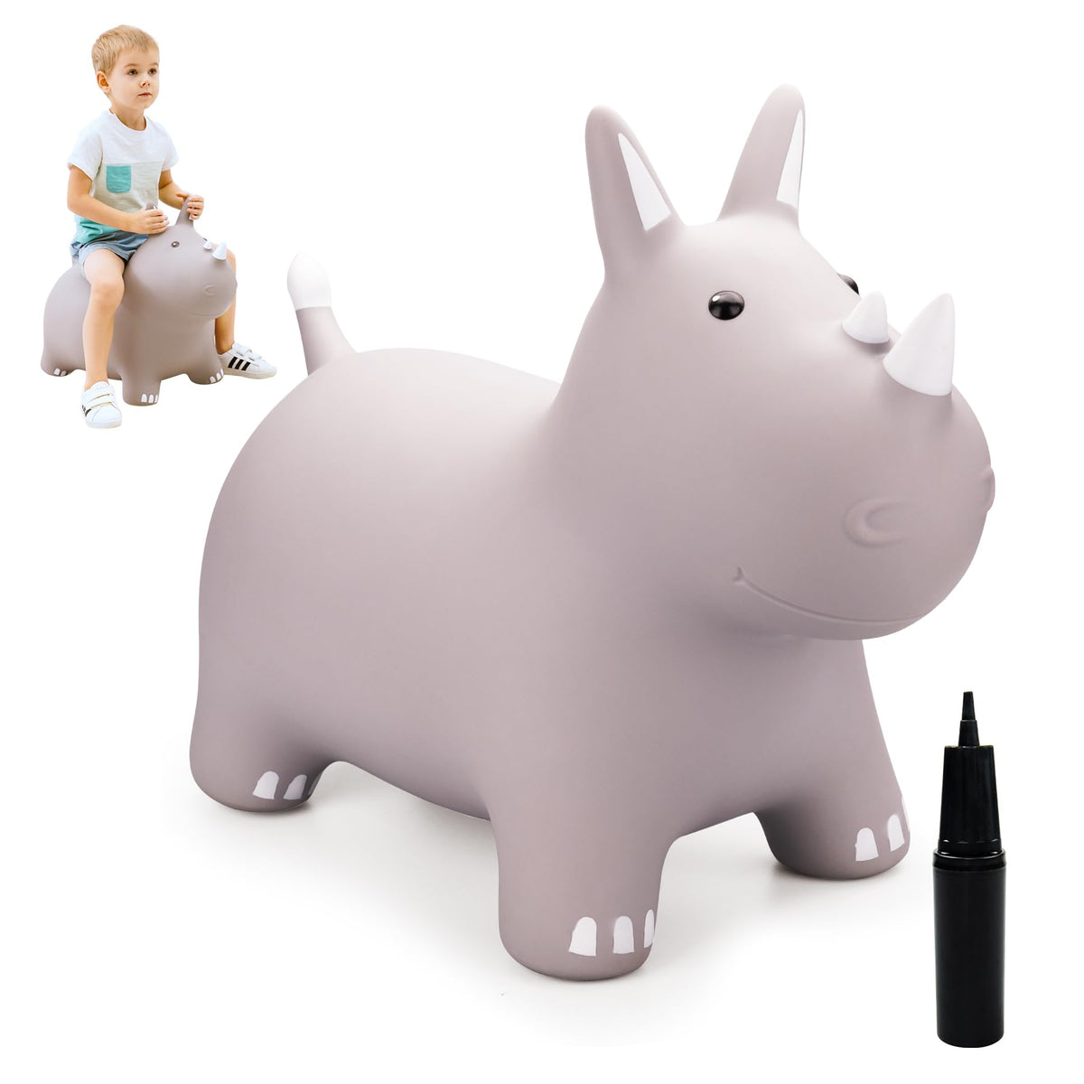 ZOOJOY Inflatable Horse Hopping Toy, Ride-on Bouncy Animal for Toddler 18M+