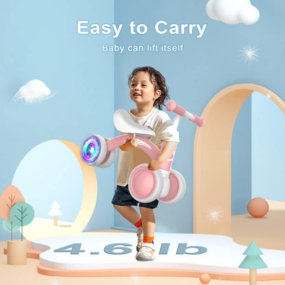 Gamfeiny Colorful Lighting Baby Balance Bike Toys for 1 Year Old Boy Girl Gifts, 10-36 Month Toddler Balance Bike, No Pedal 4 Silence Wheels & Soft Seat First Riding on Toys, 1st Birthday Gifts