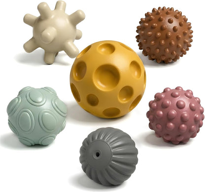 Baby Textured Multi Sensory Toys Massage Ball Gift Set BPA Free for Toddlers 1-3 Soft Balls Montessori Infant Baby Toys 6 to 12 Months 6 Pack