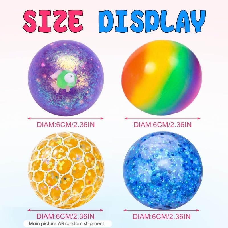 4 Pack Stress Balls, Squishy Balls, Squishy Fidget Stress Relief