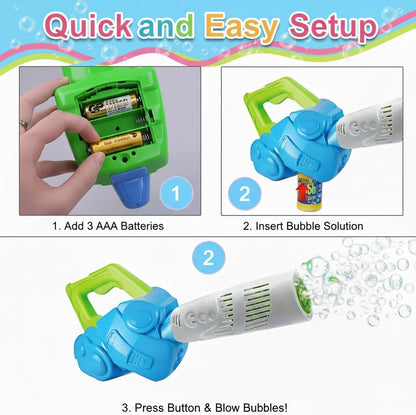 ArtCreativity Bubble Leaf Blower with 3 Refill Solutions, Outdoor Bubble Toys for Toddlers 1-3, 2 Year Old Boy Birthday Gift, Christmas Toddler Toys for Boys, Bubble Machine for Kids