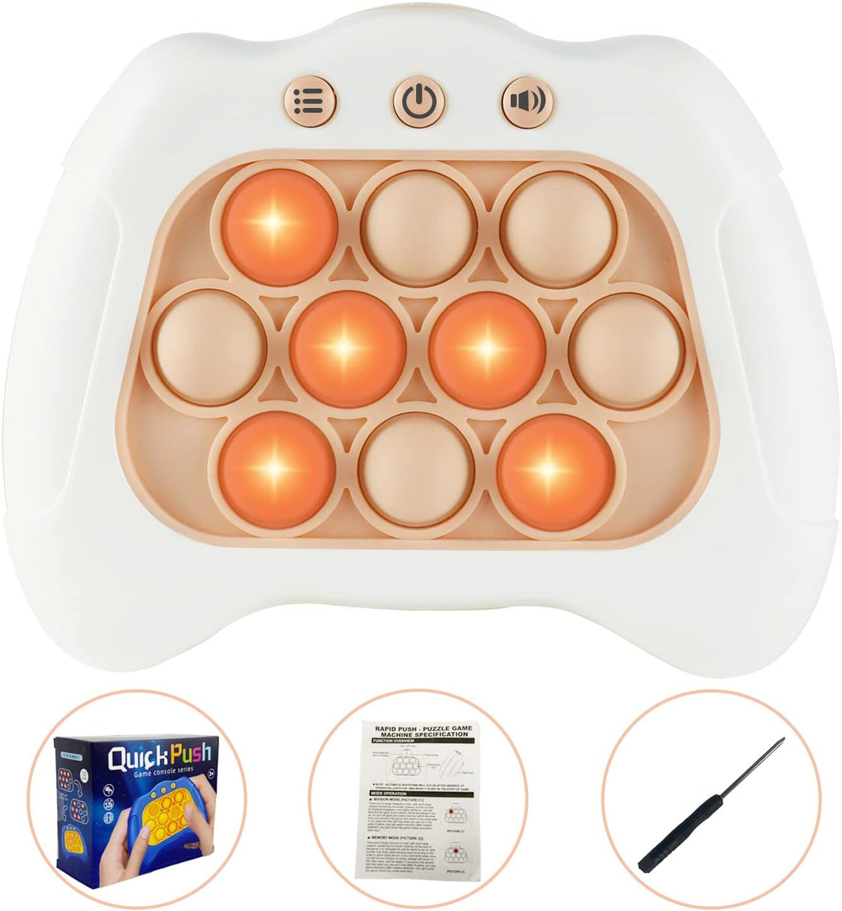Intoypad Handheld Speed Push Pop Game Fun Sensory Fidget Toy for Kids White