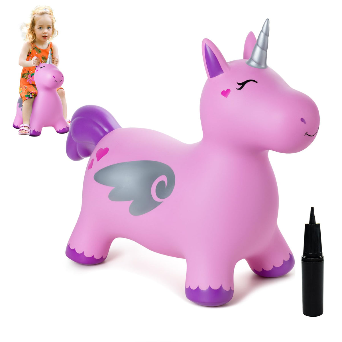 ZOOJOY Inflatable Horse Hopping Toy, Ride-on Bouncy Animal for Toddler 18M+