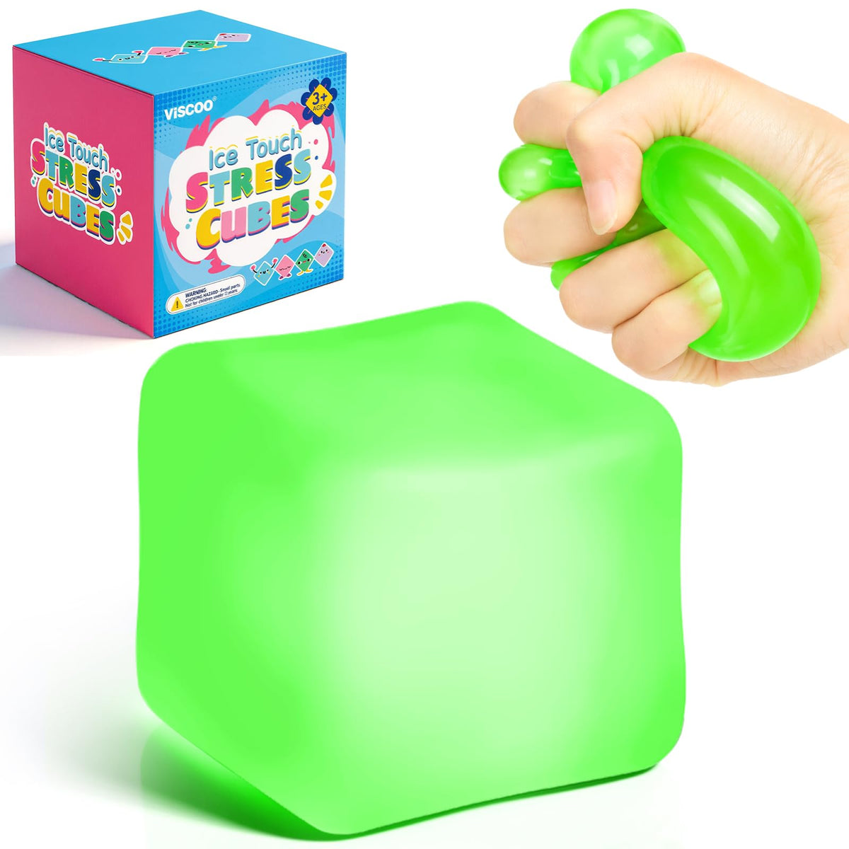 VISCOO 4 Pack Stress Cube,Slow Rising Cube Stress Balls for Adults Kids