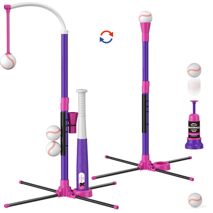 HYES 3-in-1 Baseball Set for Kids with Auto Pitching Machine
