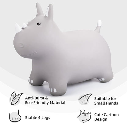 ZOOJOY Bouncy Animals Hopper,Inflatable Horse Jumping Animals for Toddlers, Indoor Outdoor Ride On Horse Hopping Toys for Girls/Boys 2 3 4 5 6 Years Old, Great Gift W/P (Grey)