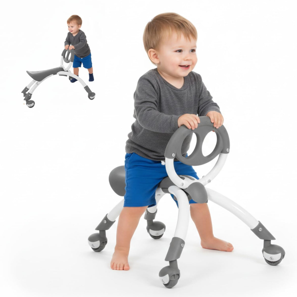 YBIKE Pewi Walking Ride On Toy - from Baby Walker to Toddler Ride On for Ages 9 Months to 3 Years Old, YPIW3, Blue