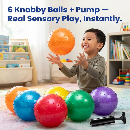 Bedwina 7-Inch Knobby Sensory Balls, Spiky Massage Stress Balls
