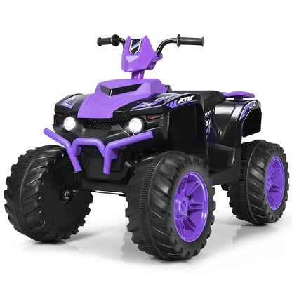Costzon Kids ATV, 12V Battery Powered Electric Vehicle w/LED Lights, High & Low Speed, Horn, Music, USB, Treaded Tires, Ride on Car 4 Wheeler Quad for Boys & Girls Gift, Ride on ATV (Black)