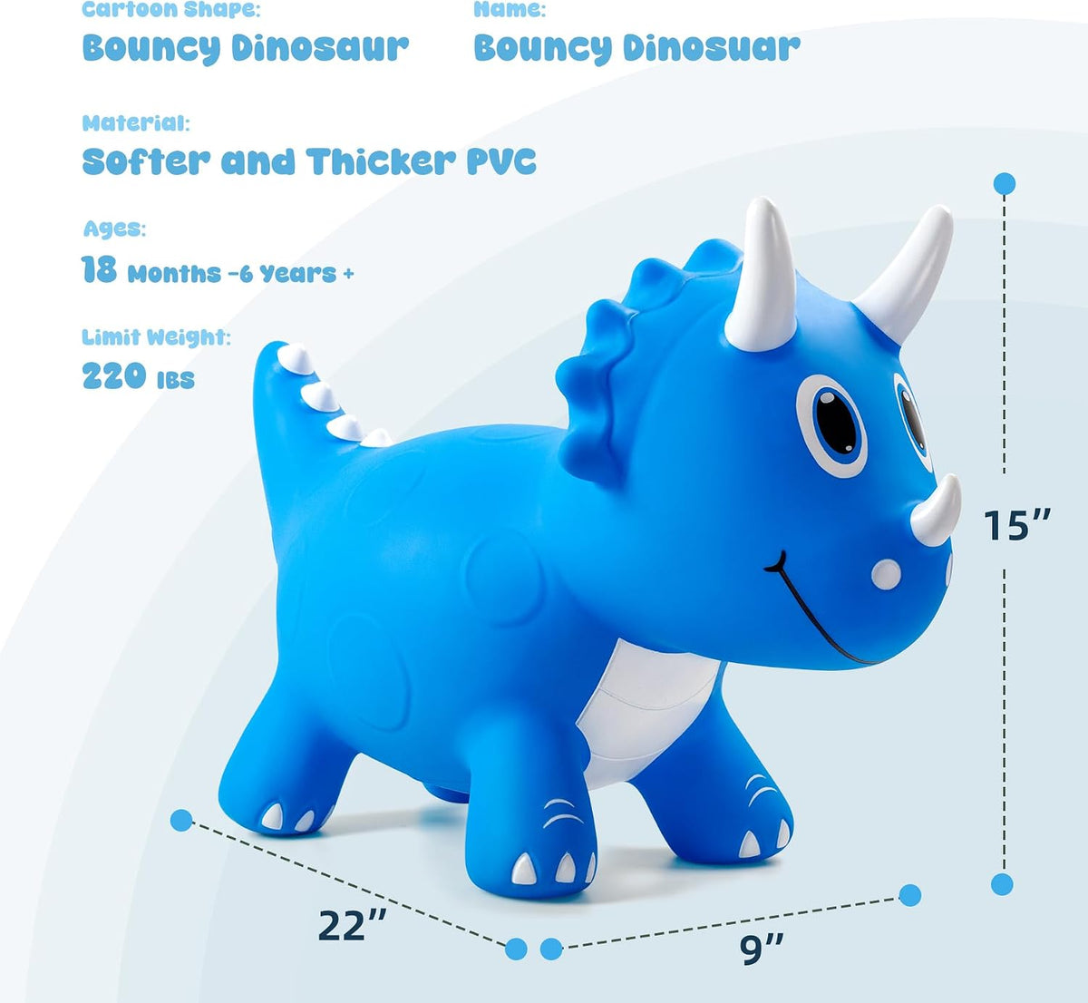 EVERICH TOY Dinosaur Bouncy Animal Hopper, Ride-on Toys for Kids 18M+