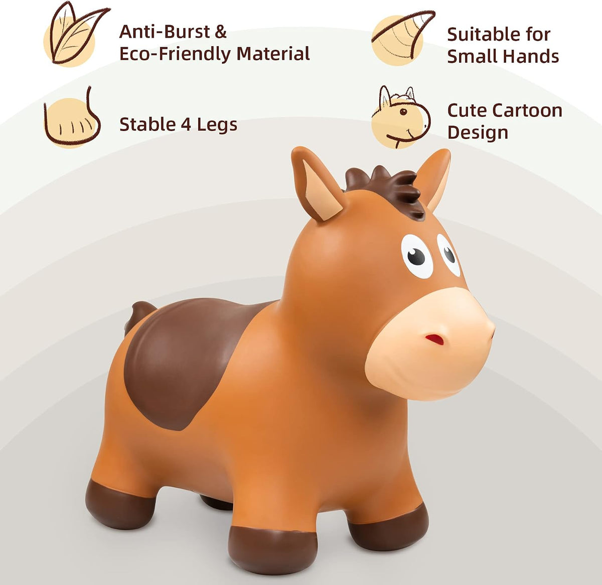 ZOOJOY Inflatable Horse Hopping Toy, Ride-on Bouncy Animal for Toddler 18M+