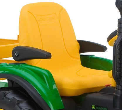 Peg Perego John Deere Ground Force Extra-Large 12 volt Ride-On Tractor with Trailer & FM Radio, Durable Design for Kids Ages 3-7