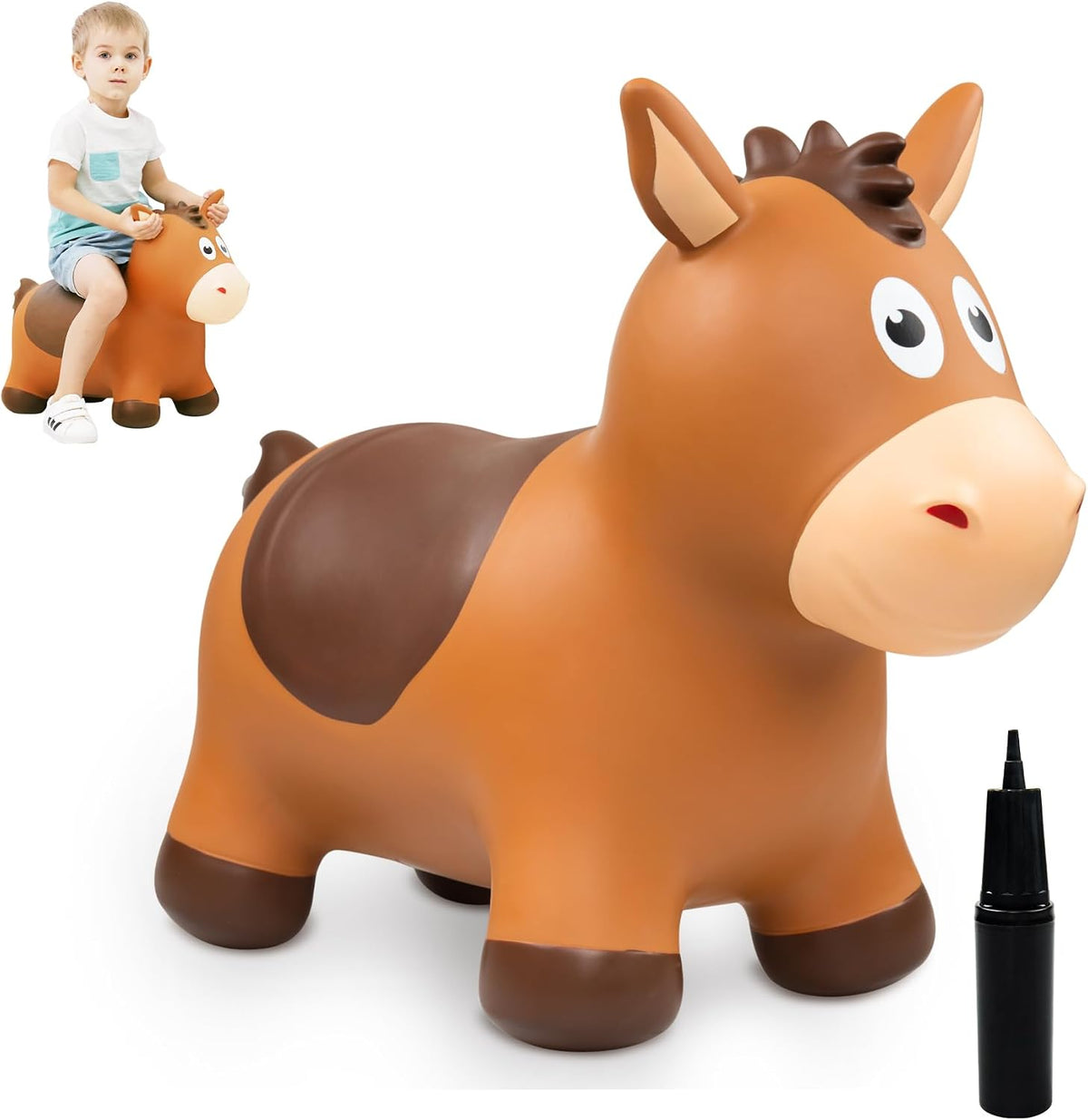 ZOOJOY Inflatable Horse Hopping Toy, Ride-on Bouncy Animal for Toddler 18M+