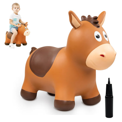 ZOOJOY Inflatable Horse Hopping Toy, Ride-on Bouncy Animal for Toddler 18M+