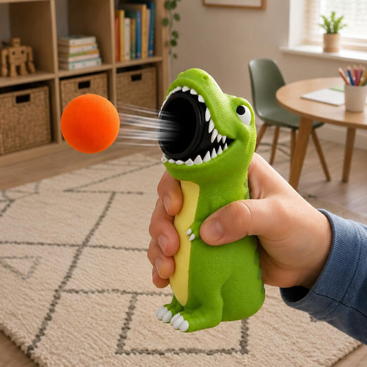Hog Wild T-Rex Ball Popper Toy - Includes 4 Soft Foam Balls - Squeeze to Pop Air Powered Balls Up to 20 Feet - Launcher Safe for Indoor/Outdoor Play - Party Favor Gift for Kids, Girls, Boys Ages 5+