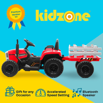 Kidzone 12V 7Ah Premium Electric Tractor Ride On Toy, Red