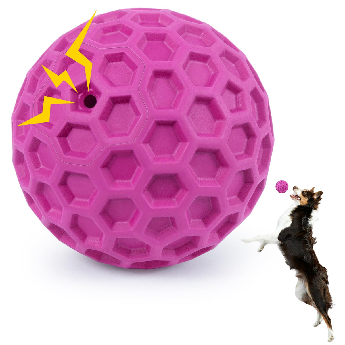DISSKNIC Indestructible Squeaky Dog Ball, Relieves Anxiety, Cleans Teeth, Interactive Chew Toy for Aggressive Chewers, Dog Toy for Large Breeds, Outdoor Waterproof