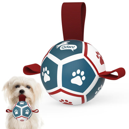 QDAN Dog Balls, 6 Inch Dog Soccer Ball with Straps, Herding Balls for Dogs